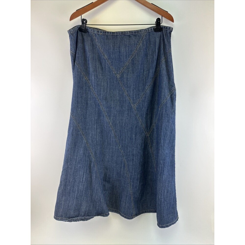 O.M.G. Collection Denim Maxi Skirt Long Zip Western Country Modest Women Plus 16